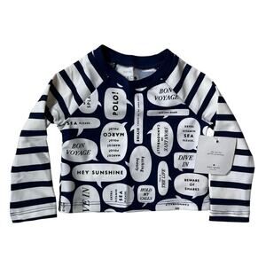 KATE SPADE New York Speech Bubbles Rash Guard Top Swimsuit Bathing Suit Girl 12m
